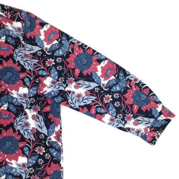 National Pink White Blue Floral Print Button Front Long Sleeve Blouse Women 22W - Picture 5 of 12